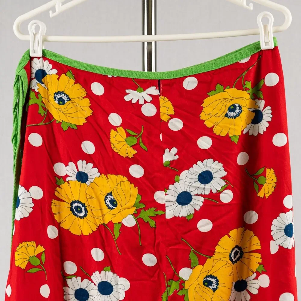 Vintage 70s reversible multicolored floral wrap maxi skirt size S/M